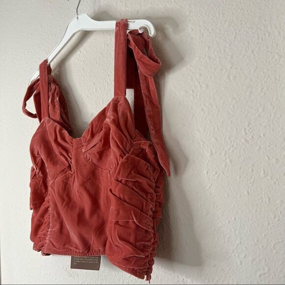 Anthropologie Corset-Seamed Velvet Top Size L - Picture 7 of 11
